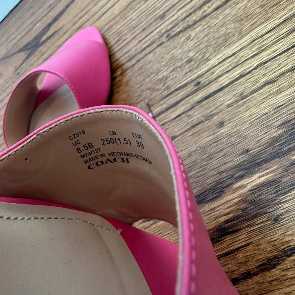 Coach Hot Pink Maggi‎ Sandal Leather Block Heel Slide Size 8.5
